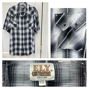 Vintage Ely Cattleman western wear‎ pearl snap short sleeve shirt men's xxl